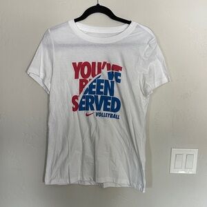 Nike White Volleyball Tee - Red and Blue Print